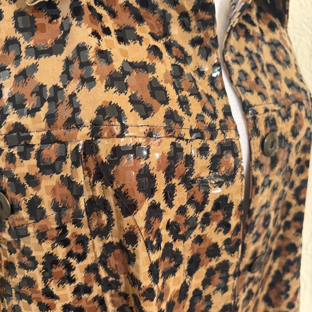 Leopard Animal Print Glossy Sequin Womens Jacket Brown Black 2X Glam Retro Punk - Picture 5 of 5